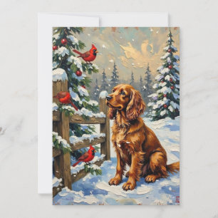 Vintage Cocker Spaniel och kardinaler jul Julkort