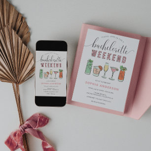 Vintage Cocktail Bachelorette Party Itinerary Inbjudningar
