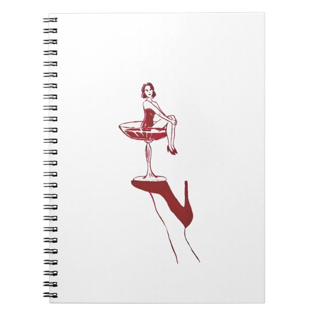 Vintage Cocktail Glass Pinup Notebook Anteckningsbok (Framsidan)