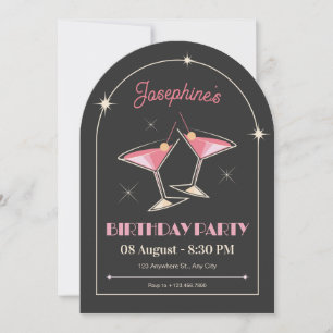 Vintage Cocktail-gnistrans födelsedag Inbjudningar