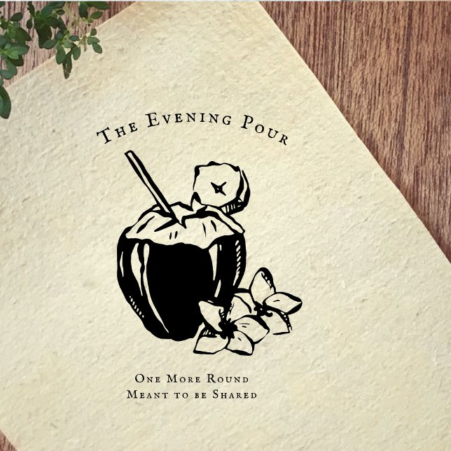 Vintage Cocktail Illustration Rubber Stamp Stämpel (Skapare uppladdad)