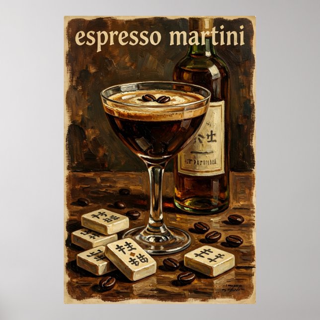 Vintage Cocktail Mahjong Retro Poster (Framsidan)