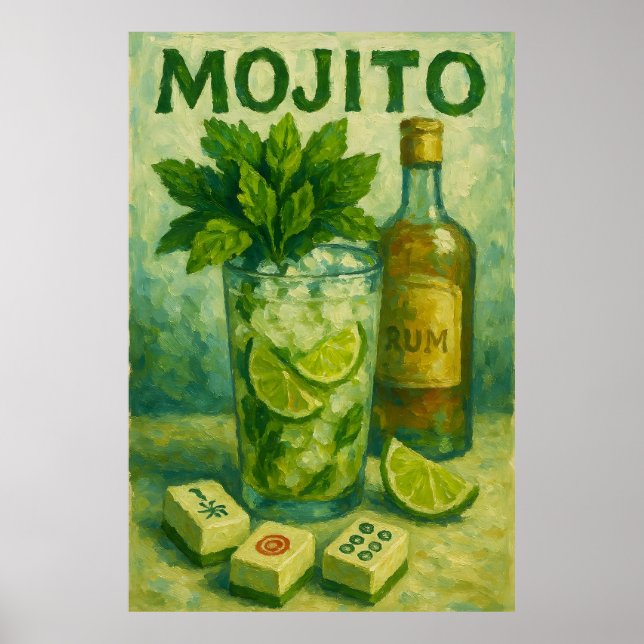 Vintage Cocktail Mahjong Retro Poster (Framsidan)