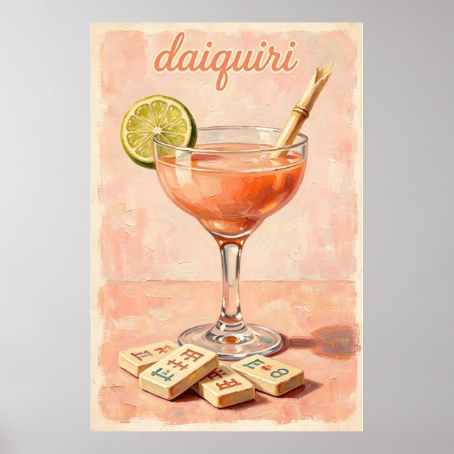 Vintage Cocktail Mahjong Retro Poster (Framsidan)