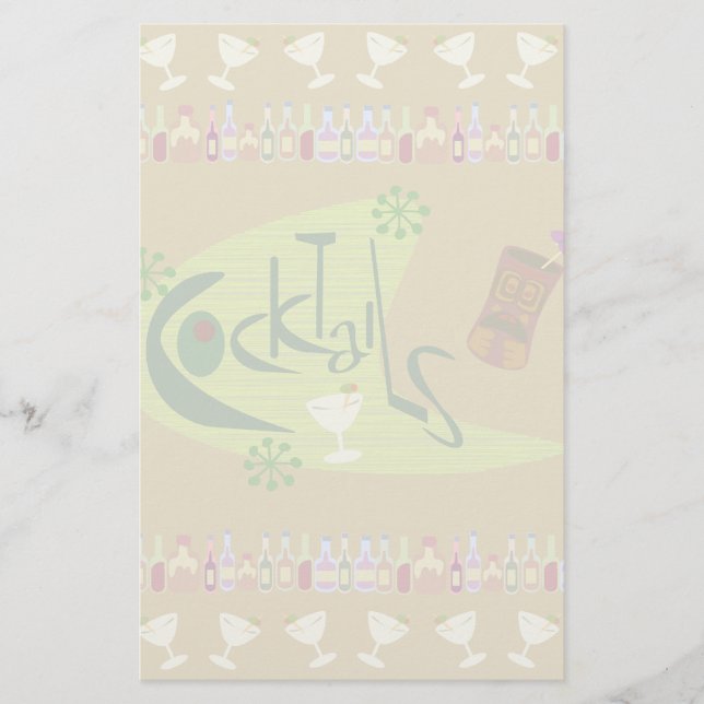 Vintage Cocktail Stationery Brevpapper (Framsida)