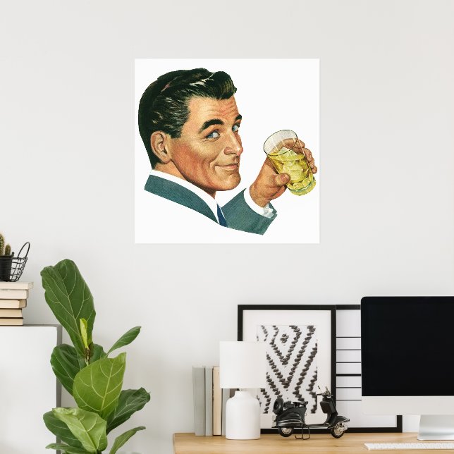 Vintage Cocktaildrycker, Man Drinker Drycker Poster (Hemmakontoret)