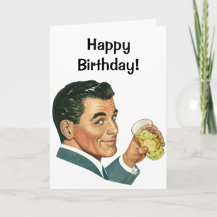 Vintage Cocktails Beverages, Man Drinking Drinks Kort