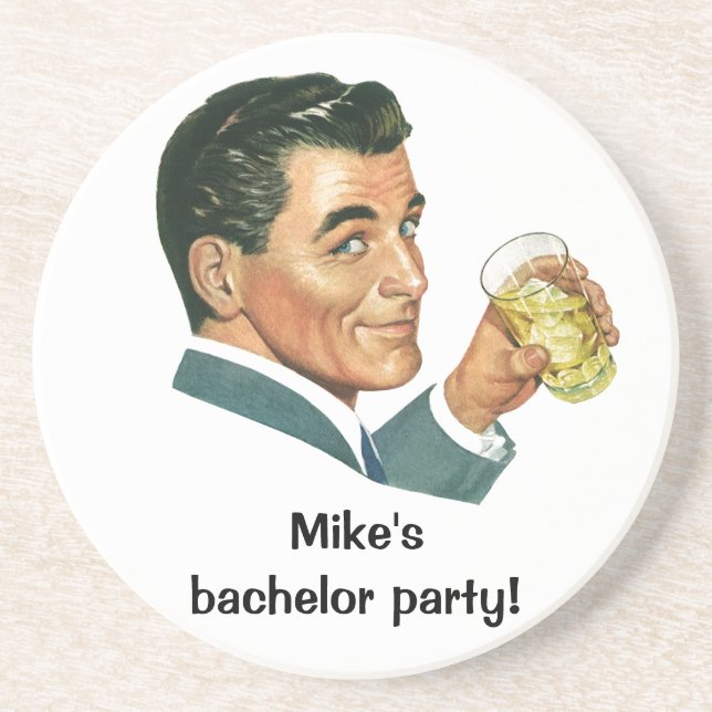 Vintage Cocktails Beverages, Man Drinking Drinks Underlägg Sandsten (Framsidan)