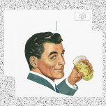 Vintage Cocktails Beverages, Man Drinking Drinks Vykort<br><div class="desc">Bild av vintagar illustrerar drycker och drycker som innehåller en bachelor man som ler och dricker en cocktail på sten,  över is,  vid party. Skål! Klassisk 50-talets roligt!</div>