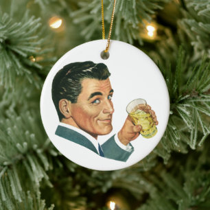 Vintage cocktails drycker, man som dricker drycker julgransprydnad keramik