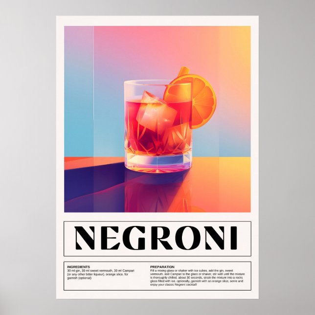 Vintage Cocktails: Negroni Poster (Framsidan)