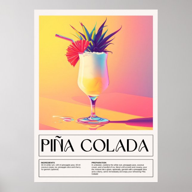 Vintage Cocktails: Pina Colada Poster (Framsidan)