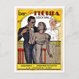 Vintage Cocktailskunst från Kuba Vykort