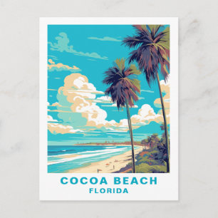 Vintage Cocoa Beach Florida Palmträd & Strand Vykort