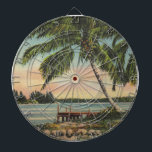 Vintage Coconut Handflatan Tropical Breeze Sunset Darttavla<br><div class="desc">Handflatan Träd - för länge sedan tryckte vintage handflatan träd med en solnedgång i tropikarna. En underbar gåva med tropiskt tema - kokokosnöt handflatan! Gamla Florida eller Hawaii!</div>