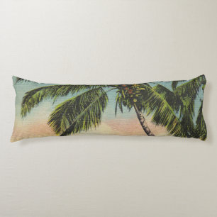 Vintage Coconut Handflatan Tropical Breeze Sunset Kroppskudde