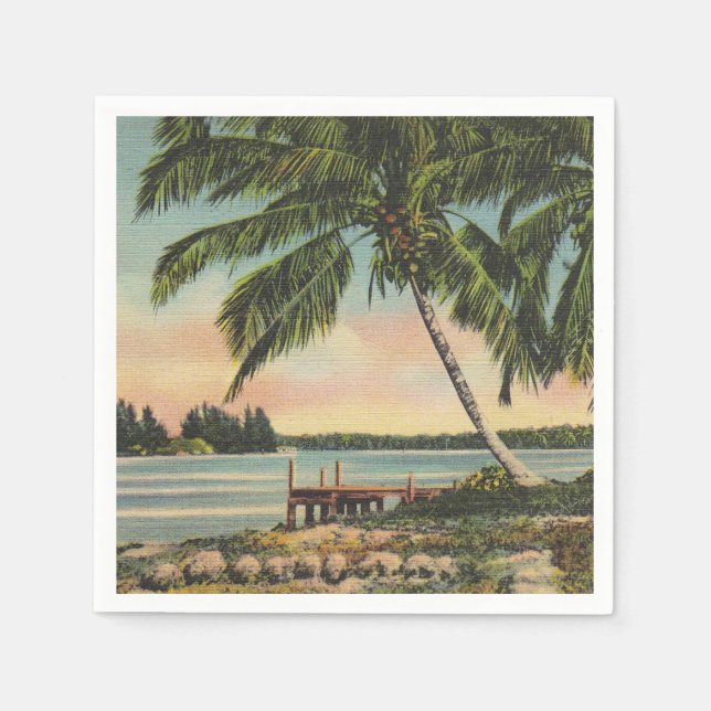 Vintage Coconut Handflatan Tropical Breeze Sunset Pappersservett (Framsidan)