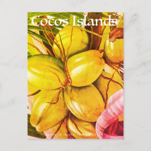 Vintage Cocos Islands Resepostkort Meddelande Vykort