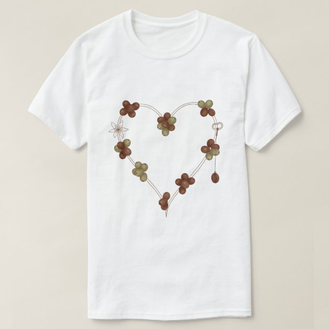 Vintage Coffee Bean Heart Love Key T Shirt (Design framsida)