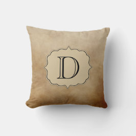 Vintage Coffee Brown Cream Ivory Ombre Monogram Kudde