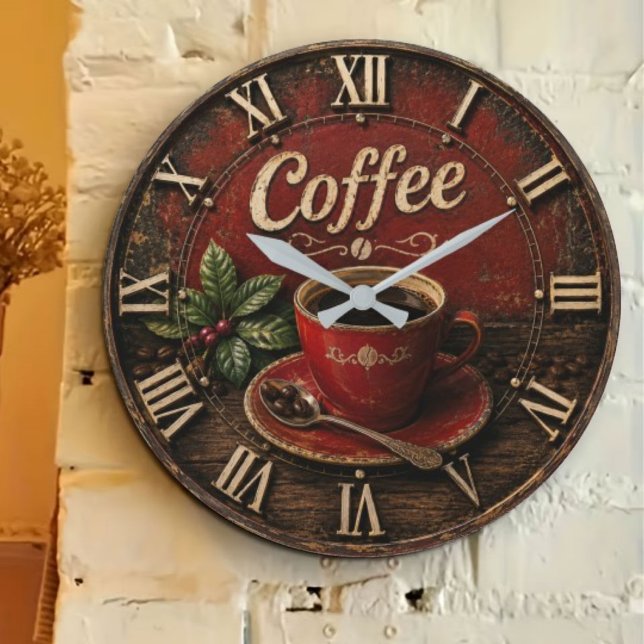 Vintage Coffee Cup  Stor Klocka (Skapare uppladdad)