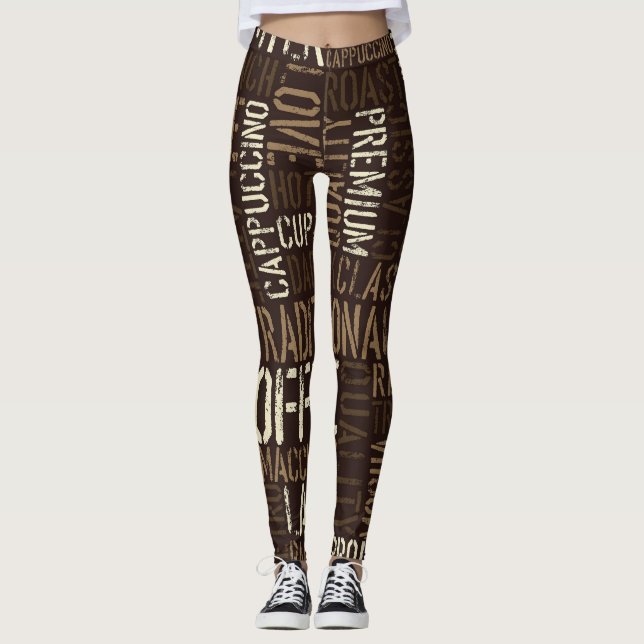 Vintage Coffee Experience Seamless Mönster Leggings (Framsida)