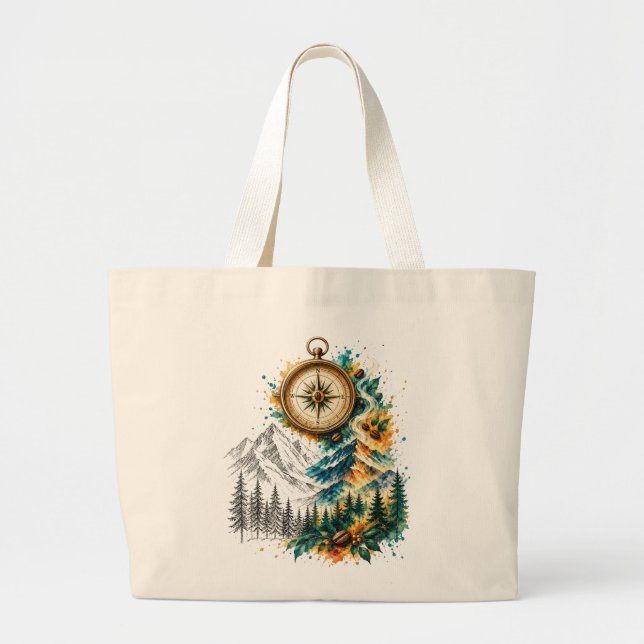 Vintage Coffee Explorer Mountain-handväskan Jumbo Tygkasse (Framsidan)