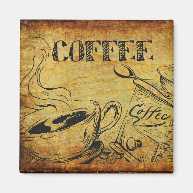 Vintage Coffee Kopp Gamle Fashioned Coffee Grinder Magnet (Framsidan)