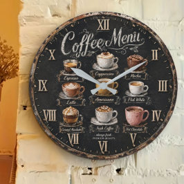 Vintage Coffee Menu Stor Klocka