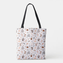 Vintage Coffee Mönster Tote Bag | Snyggt Café