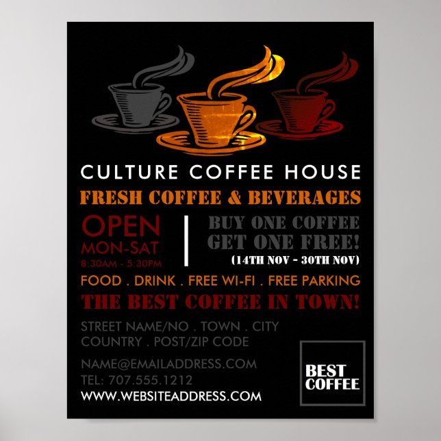 Vintage Coffee Mugg, Barista, Café, Coffeehouse Poster (Framsidan)