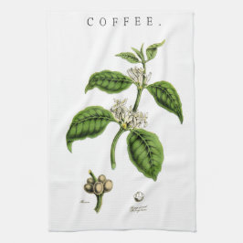Vintage Coffee Plant Illustration Kökshandduk