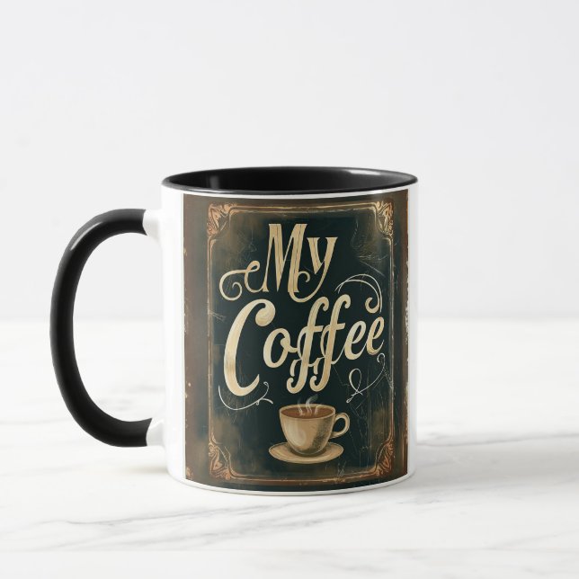 Vintage Coffee Quote Artwork Design Mugg (Vänster)