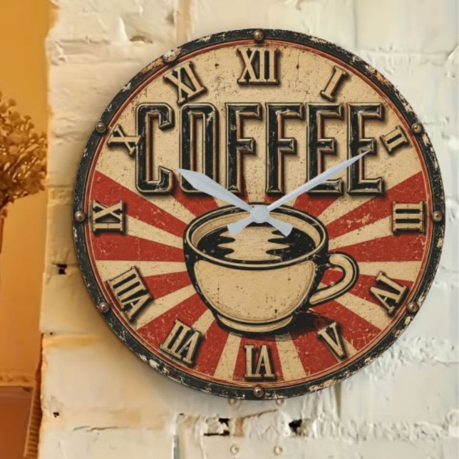 Vintage Coffee Retro Stor Klocka (Skapare uppladdad)