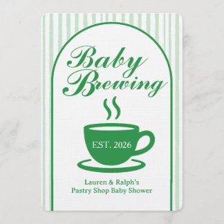 Vintage Coffee Shop Baby Shower - Vintage Green Inbjudningar