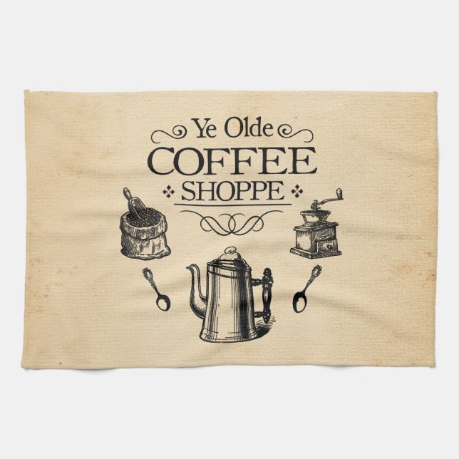 Vintage Coffee Shop Kökshandduk (Horisontell)