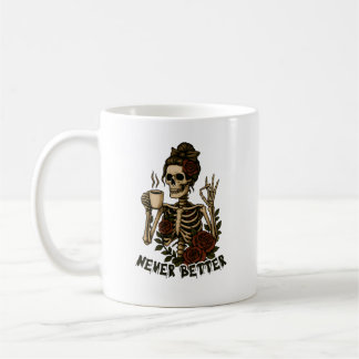 Vintage Coffee Skeleton Rose Art Kaffemugg