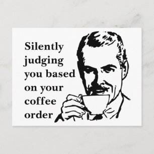 Vintage Coffee Snob Man som tyst dömer Vykort
