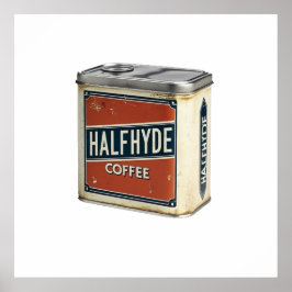 Vintage Coffee Tin Halfhyde Coffee Company Poster