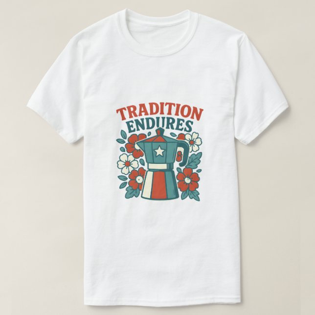 Vintage Coffee Tradition Moka Pot T Shirt (Design framsida)