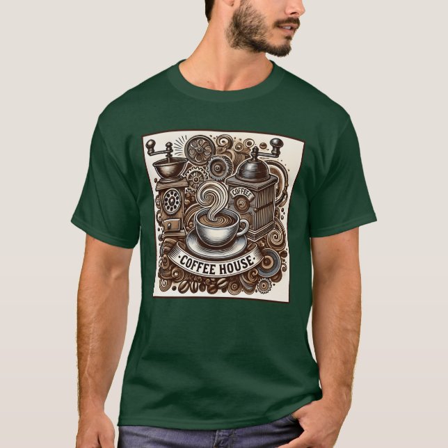 Vintage Coffeehouse Vibes funny T Shirt (Framsida)