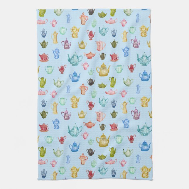 Vintage Coffeepos & Tekannor - Kökshandduk (Vertikal)