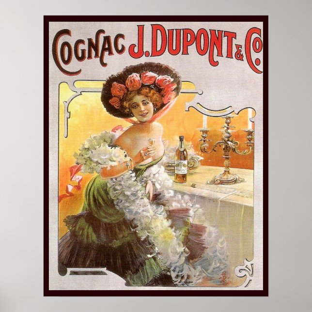 Vintage Cognac-reklam Poster (Framsidan)