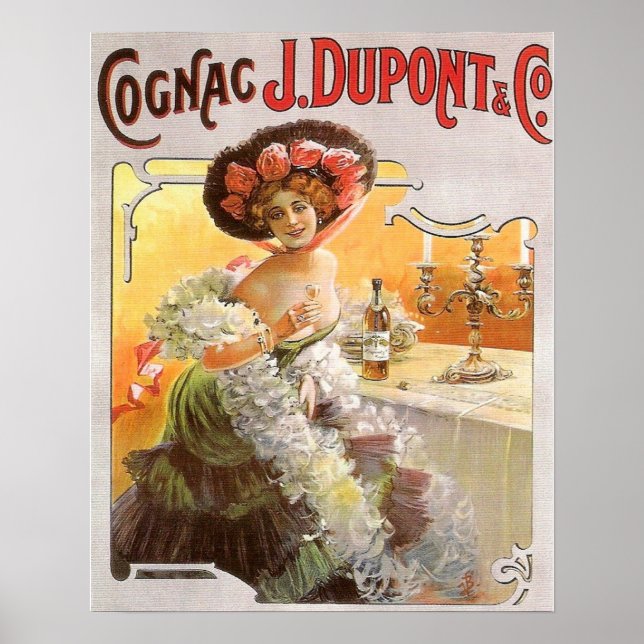 Vintage Cognac-reklam Poster (Framsidan)