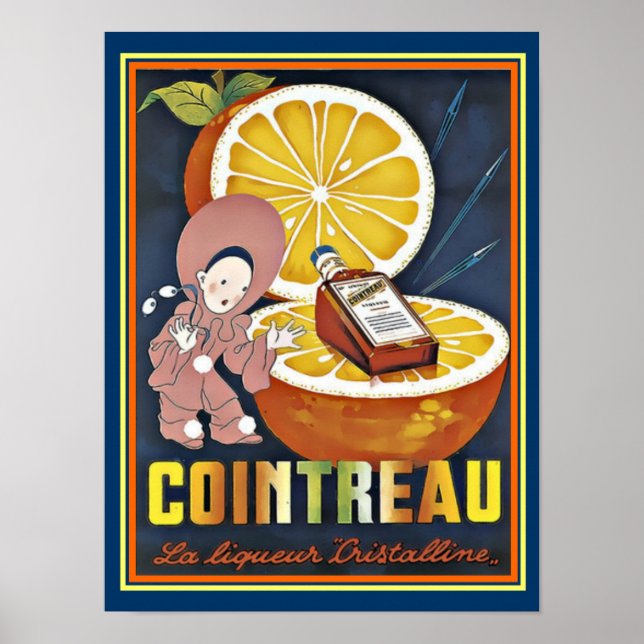 Vintage Cointreau Liqueur Poster 12 x 16 (Framsidan)
