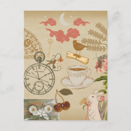 Vintage Collage Art Vykort