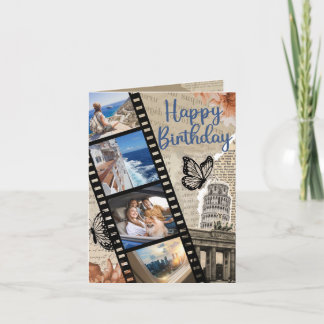 Vintage Collage Birthday Card Tack Kort