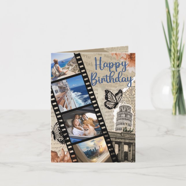 Vintage Collage Birthday Card Tack Kort (Framsida)