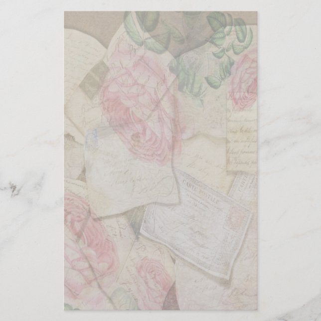 Vintage Collage, Fransk Brev och Post Card (Framsida)