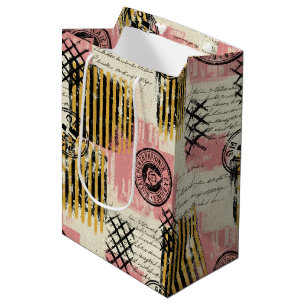 Vintage collage i blandade medier - Nött papper (1